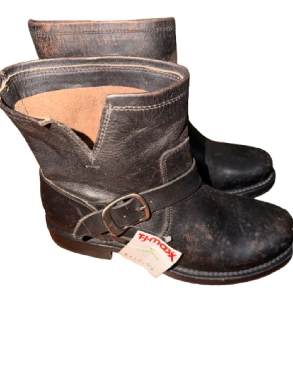 Women's FRYE Veronica Flex Bootie Antique Black Distressed Leather Size 7.5B - Picture 2 of 7